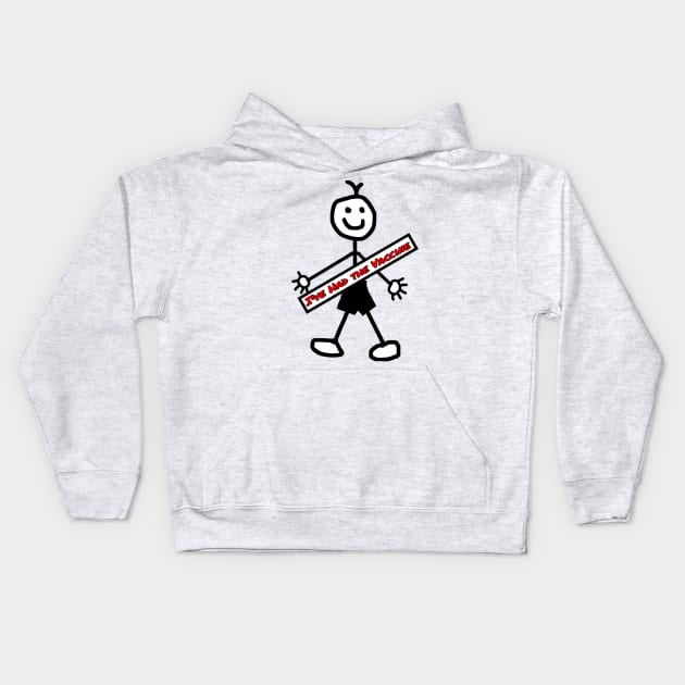 Vaccinated Stick Man Kids Hoodie by Michelle Le Grand